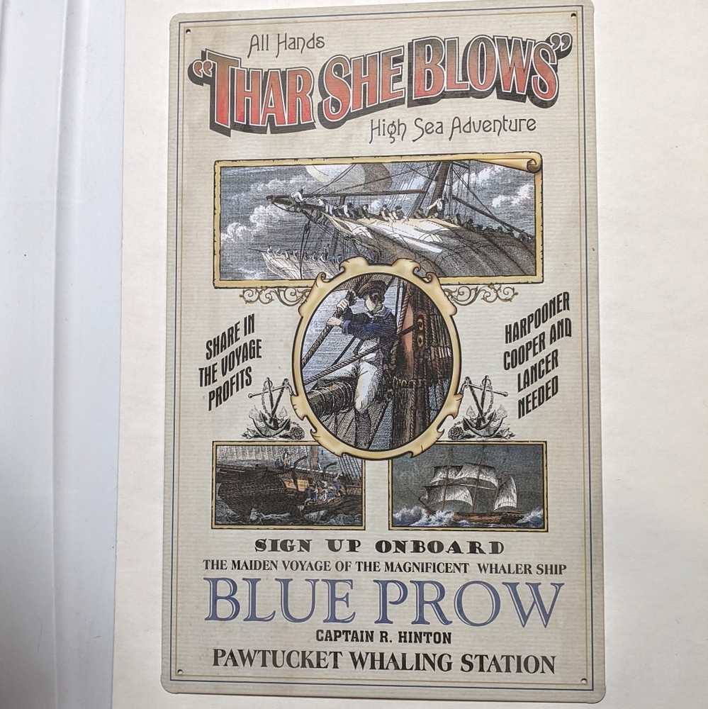 Thar She Blows Nautical Rustic Metal Sign